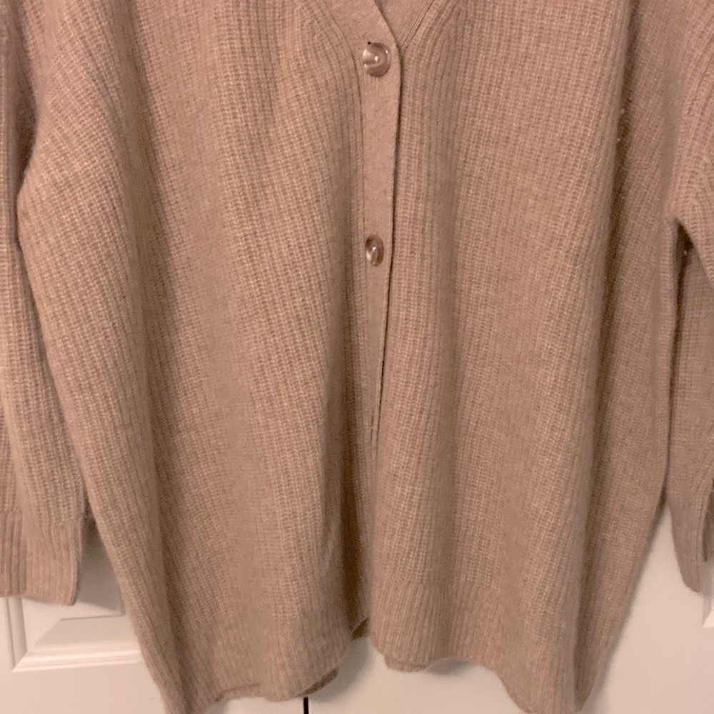 Quince Cashmere Oversized Cropped Cardigan Oatmeal Size XL - Picture 4 of 10